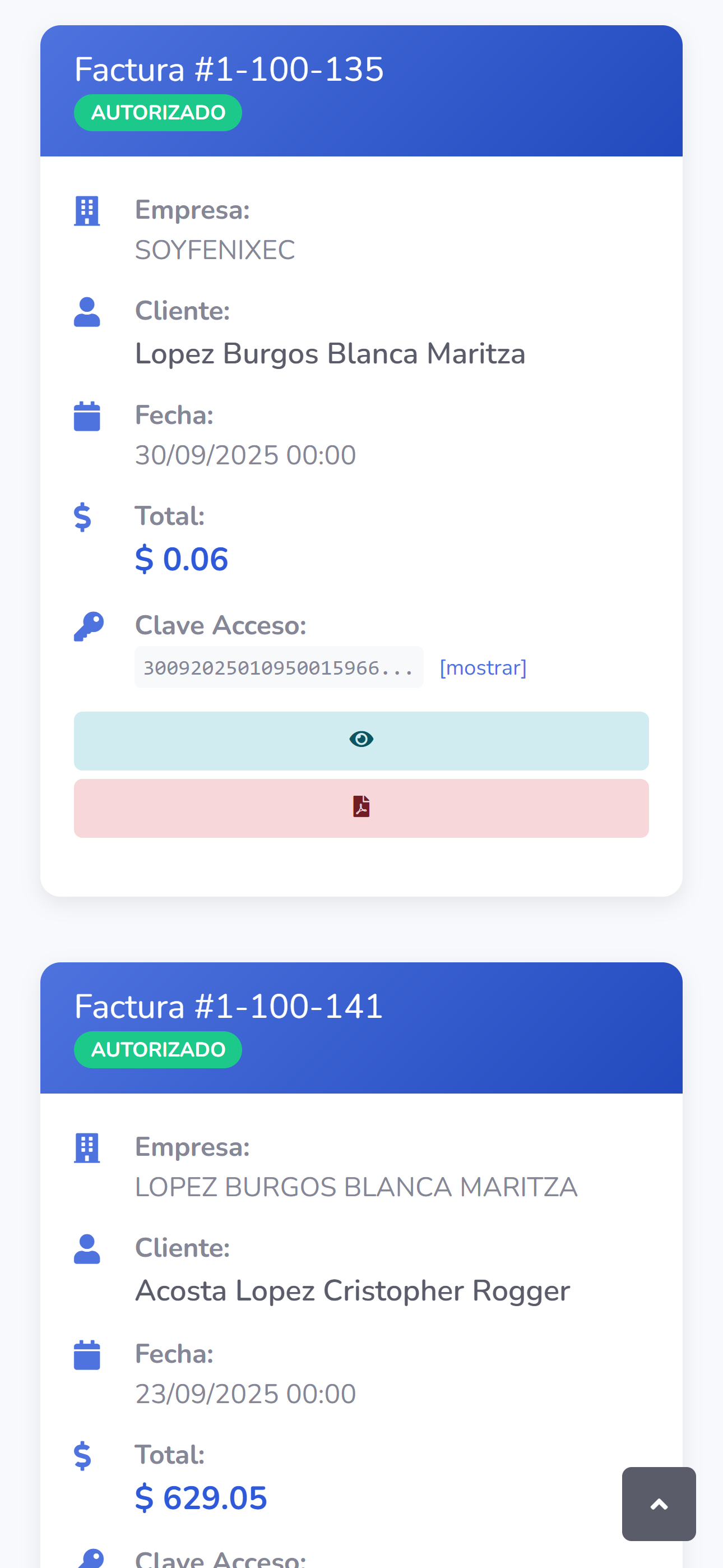 Lista de Facturas FacTheo